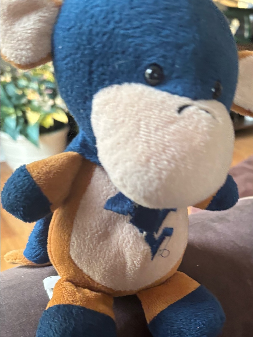 Forever Collectibles WV Blue and Brown Plush Tag Close-Up